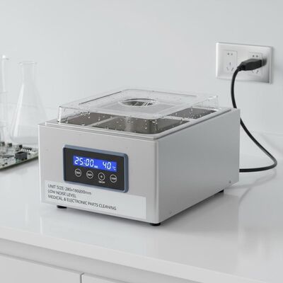 Ukuran Unit 280x180x200mm Pembersih Ultrasonik Meja Atas Peralatan Tingkat Kebisingan Rendah untuk Pembersihan Bagian Medis dan Elektronik