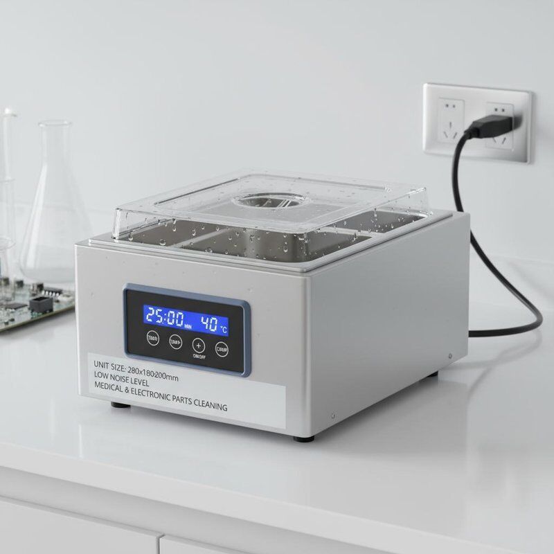 Ukuran Unit 280x180x200mm Pembersih Ultrasonik Meja Atas Peralatan Tingkat Kebisingan Rendah untuk Pembersihan Bagian Medis dan Elektronik